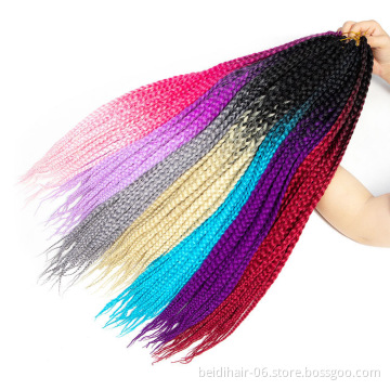 High Temperature Fiber Box Braids 3X Synthetic Hair Crochet Braids Ombre Colors Wholesale